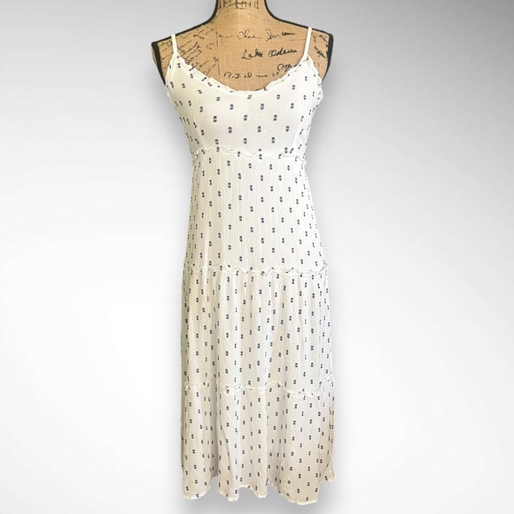 JESSICA SIMPSON White and Navy‎ Spaghetti Strap Maxi Dress Size Small | EUC - Picture 1 of 5